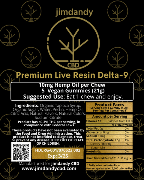 jimdandy CBD's Delta 9 Live Resin gummies
