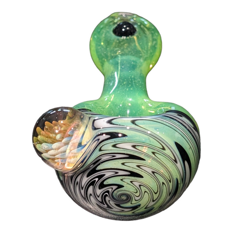 Green with black and white Highgrade Glass Heady hand pipes